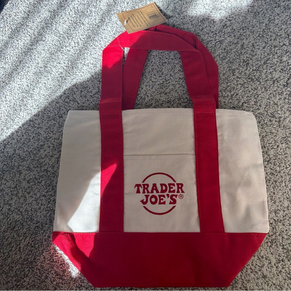 Trader Joe's Red and White Mini Tote Bag